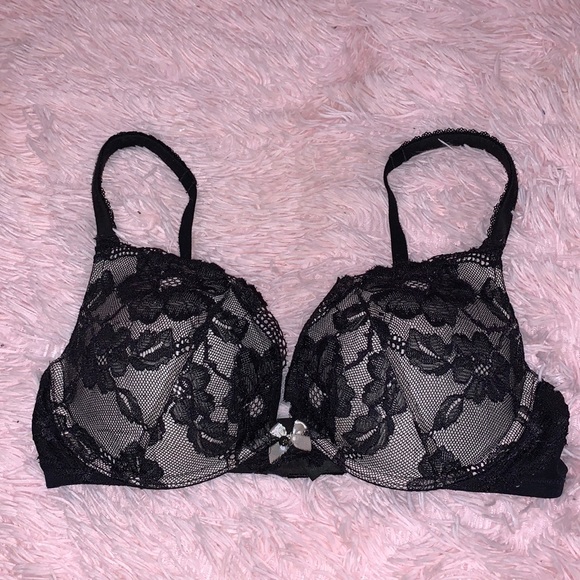 Victoria’s Secret Body by Victoria Push Up Black and Nude Lacey Mesh Bra - Picture 1 of 12